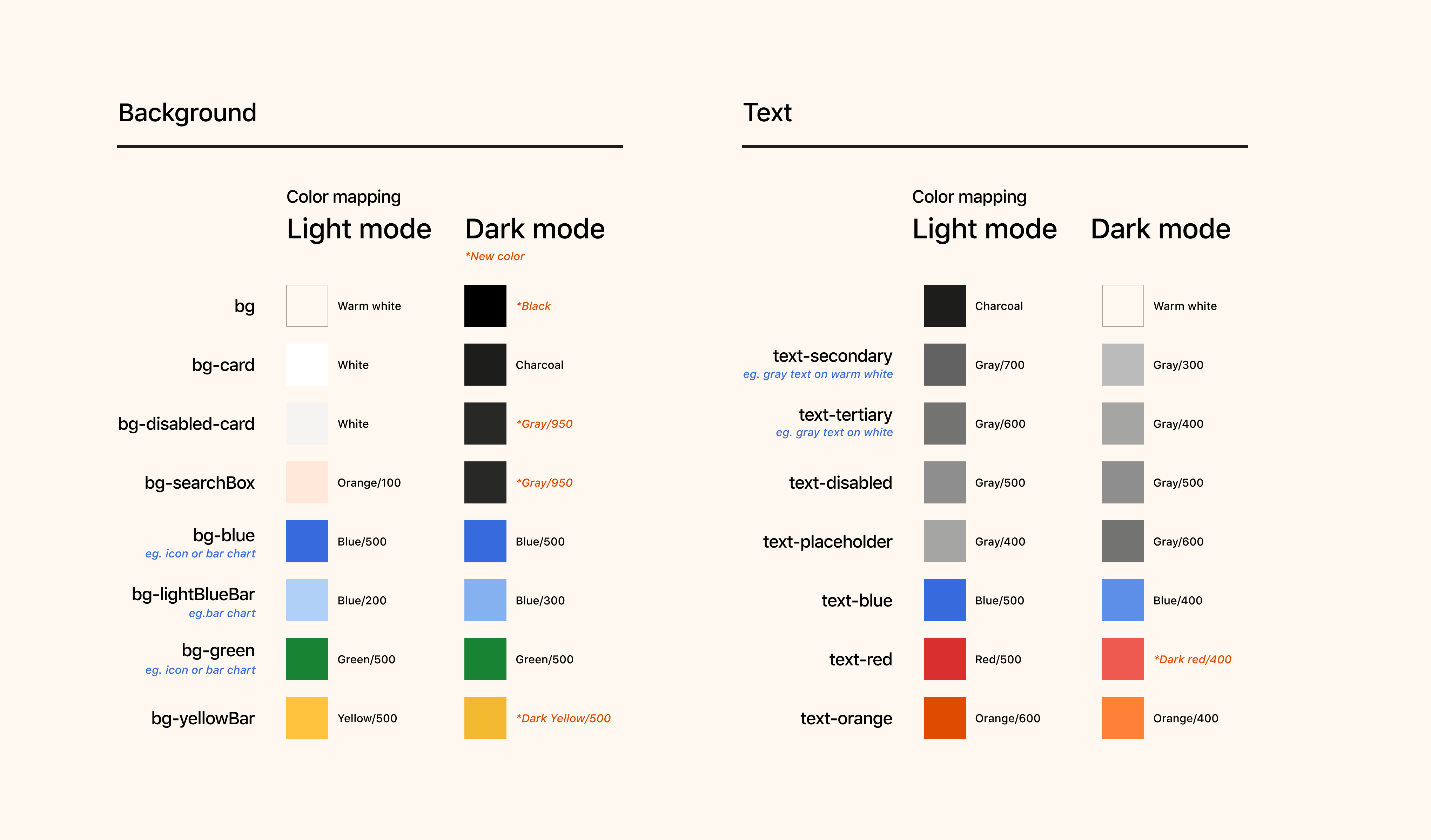 Color system for light and dark modes