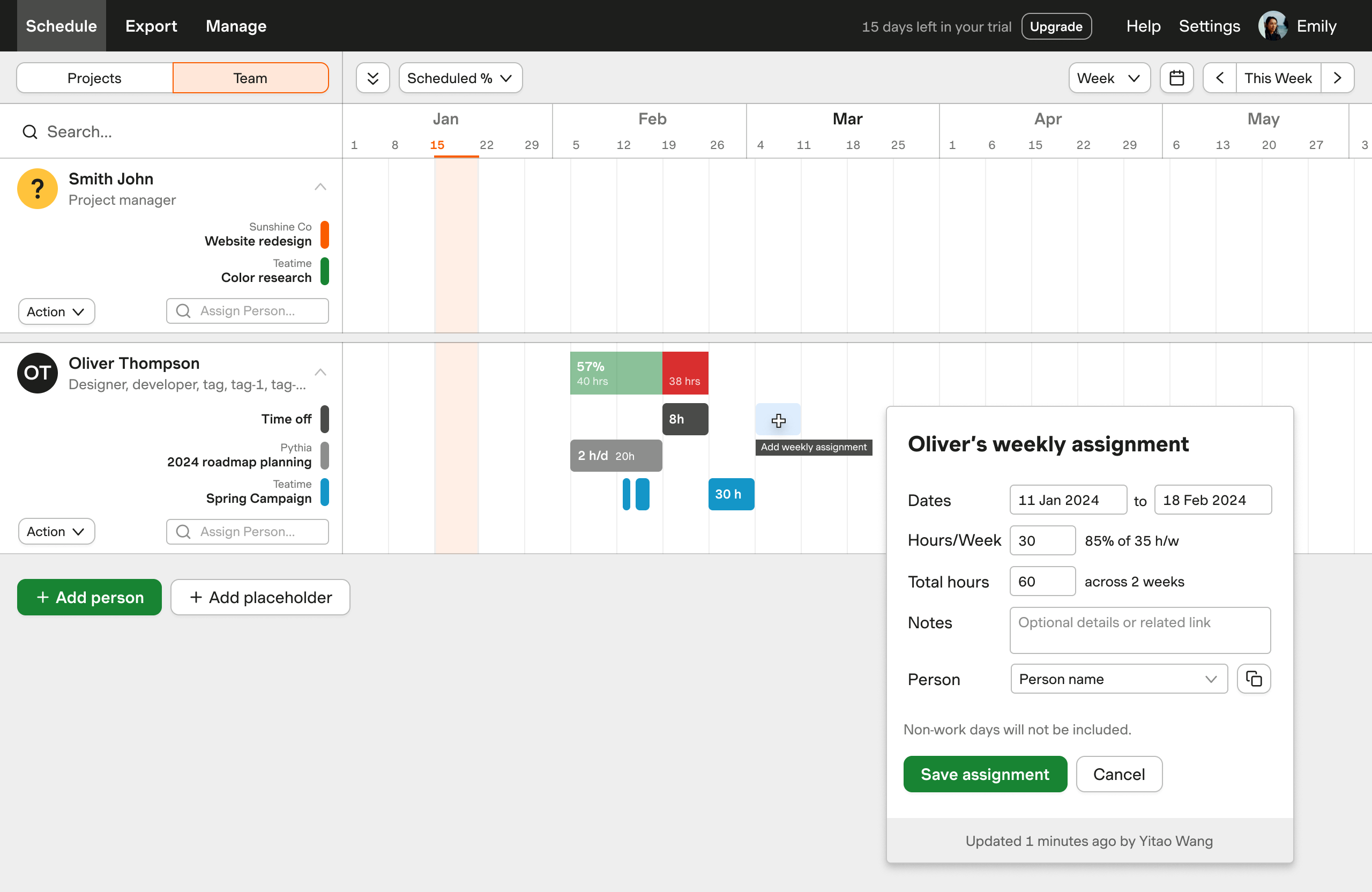 Final design — flexible assignment editing across all views